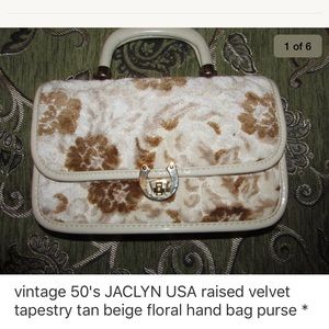 Vintage 50's brocade floral velvet hand bag